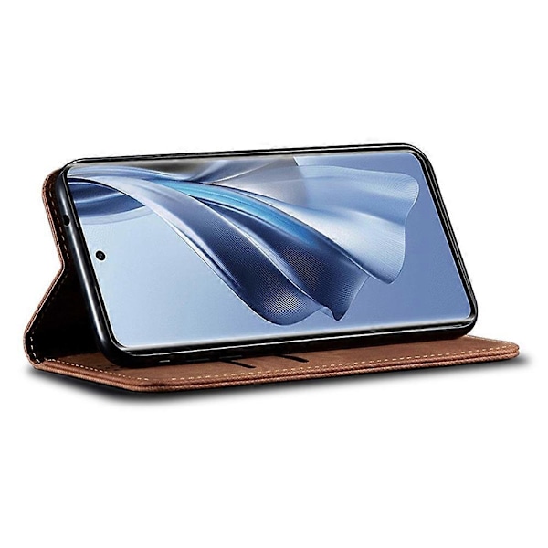 Oppo Find X8s+ 5G -kotelo, farkkukangaskuvio, naarmuuntumaton nahkainen jalustallinen puhelinkotelo Multicolor Coffee