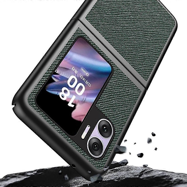 Til Oppo Find N2 Flip 5G Folde Telefon Cover Kryds Tekstur Gummibelagt PU Læder Belagt PC Cover Multicolor Style C