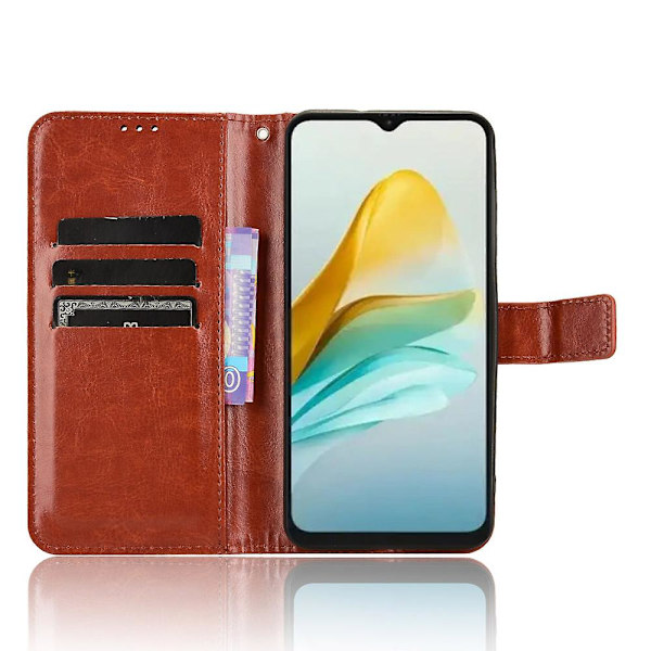 För Zte Blade A53 Pro Case Läder Cover Med Plånboksställ Brown