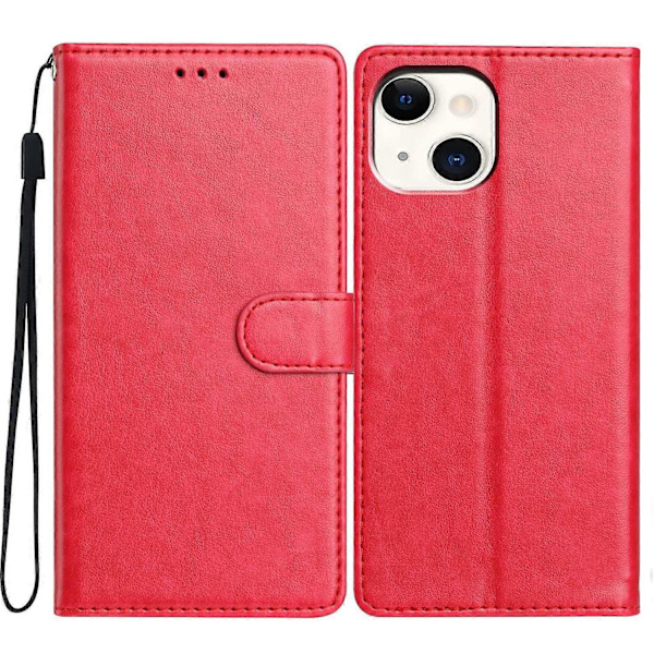 Læder telefoncover med pung, stativ og praktisk rem til iPhone 14 - Grøn Multicolor Rose