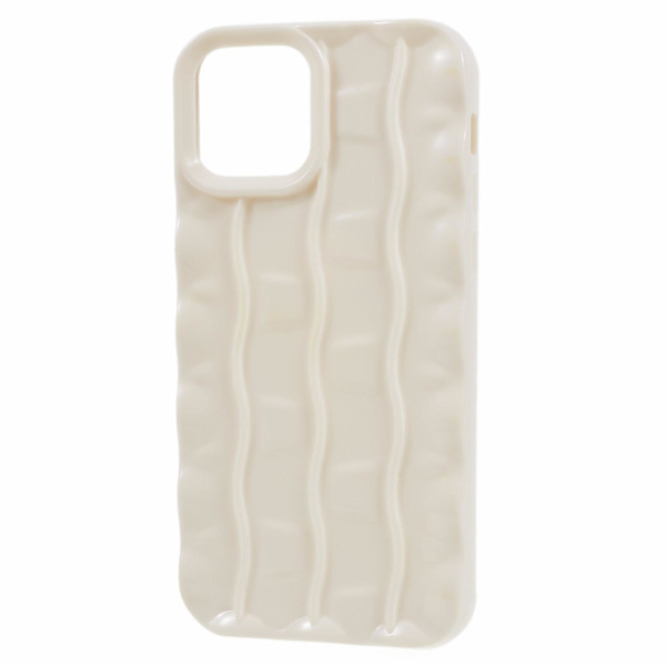 IPhone 12 Pro Max TPU-puhelinkotelo 3D-raitakuviolla, naarmuuntumaton suojus White