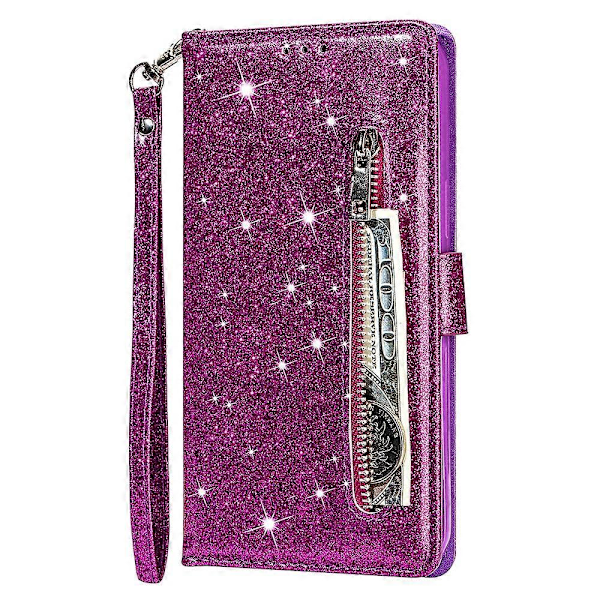 Flash Powder Lynlåslommepung Flip Læder Telefon Cover med Rem til Samsung Galaxy A12 Multicolor Style C