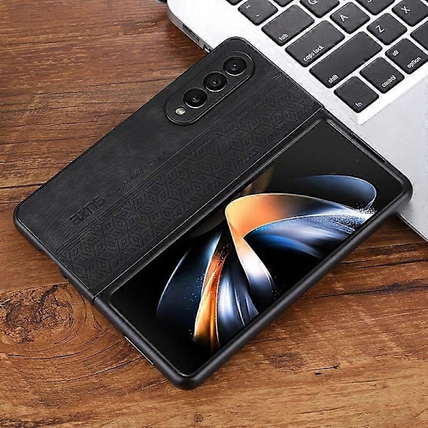 AZNS Telefonfodral för Samsung Galaxy Z Fold4 5G Präglat Mönster PU Läderbelagd TPU Baksida Multicolor Style C