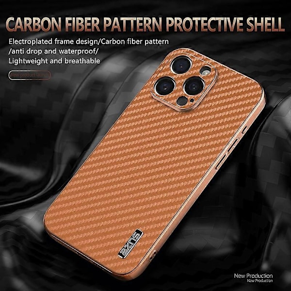 AZNS Skal för iPhone 14 Pro Max Elektropläterad Kolfibertextur PU+TPU Telefonskydd Multicolor Style C