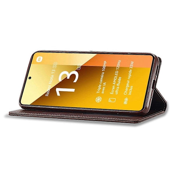 LC.IMEEKE Etui til Xiaomi Redmi Note 13 Pro 5G/Poco X6 5G, tegnebog, stativ, kalveskinds tekstur læder telefoncover Multicolor Brown