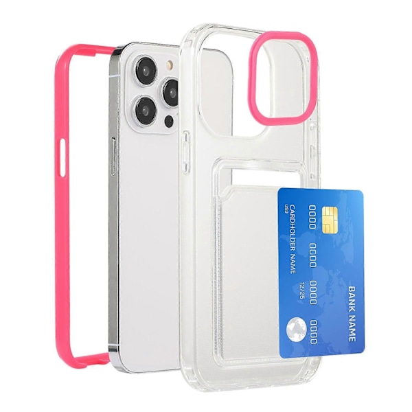 För iPhone 14 Pro 6.1 tum Transparent Baksida Fodral Kortplats Funktion Mjukt TPU Telefonskal