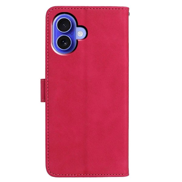 For iPhone 16 Etui Sommerfugl Blomst Præget PU Læder Pung Stand Telefon Cover Multicolor Rose