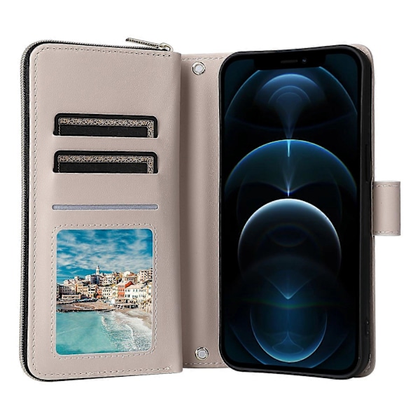 Til iPhone 12 Pro Max Wallet Case Rhombus Grid Læder Telefon Cover med Korte/Lange Stropper Multicolor Style B