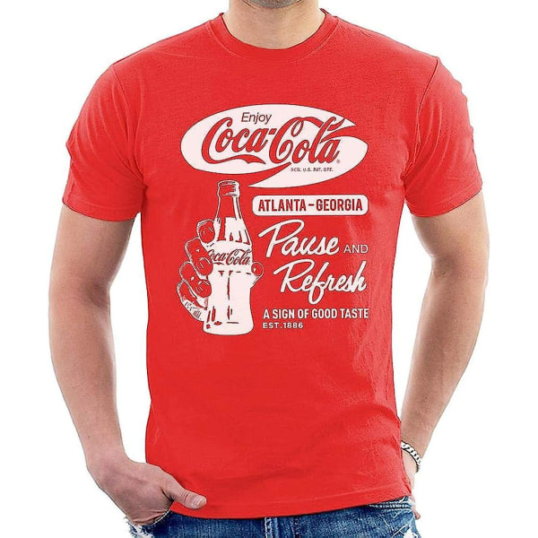 Coca Cola Pause And Refresh Retro T-paita miehille Red XL