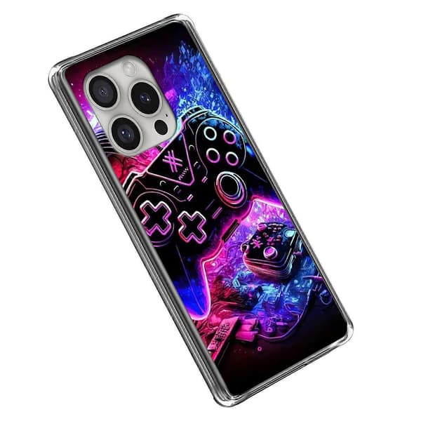 Til iPhone 16 Pro Cover IMD Mønster Printet Stødsikkert TPU Telefon Cover Multicolor Game Controller