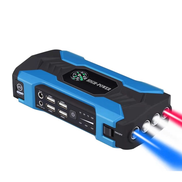 12V Motor Bil Powerbank Startmotor Bärbar Hoppstartare med LED Ficklampa Bilar Nödladdare USB Laddning blå blue