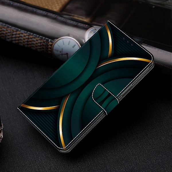 Wallet Case til Samsung Galaxy A52 4G/5G/A52s 5G, PU Læder Stand 3D Mønster Print Telefon Cover Multicolor Gold Contour