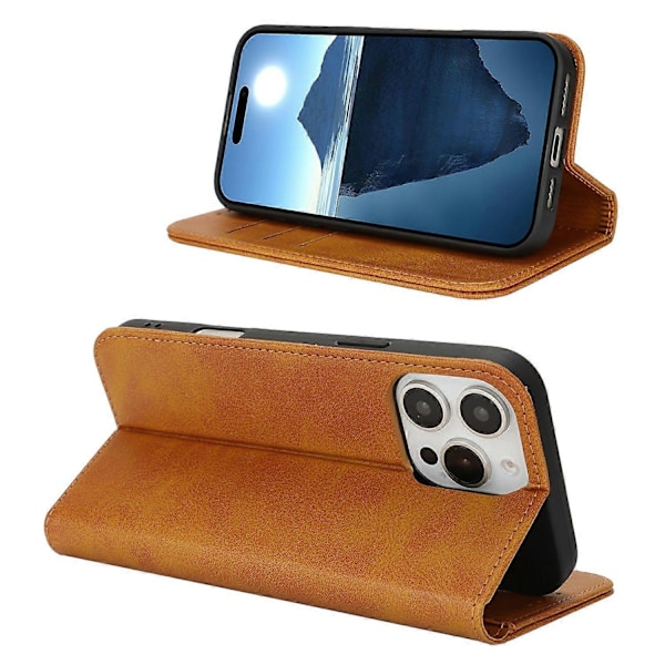 Til iPhone 16 Pro Cover PU Læder Kalvepræget Magnetisk Lukning Smartphone Cover Multicolor Style E