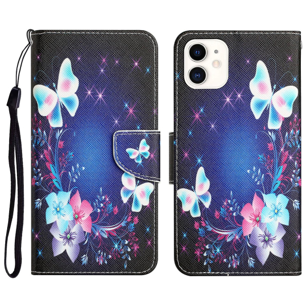 Case för Iphone 12 Mini Cover Magnetic Wallet Flip Case mönster - Butterfly