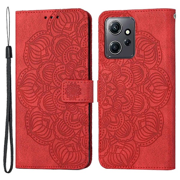För Xiaomi Redmi Note 12 4G PU Läder Mandala Blomma Präglat Telefonfodral Plånboksställ Flipskydd Multicolor Style B