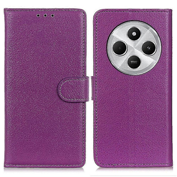 Til Xiaomi Poco C75 4G/Redmi 14R 5G/14C 4G Wallet Case PU Læder Telefon Cover Litchi Tekstur - Sort Multicolor Purple