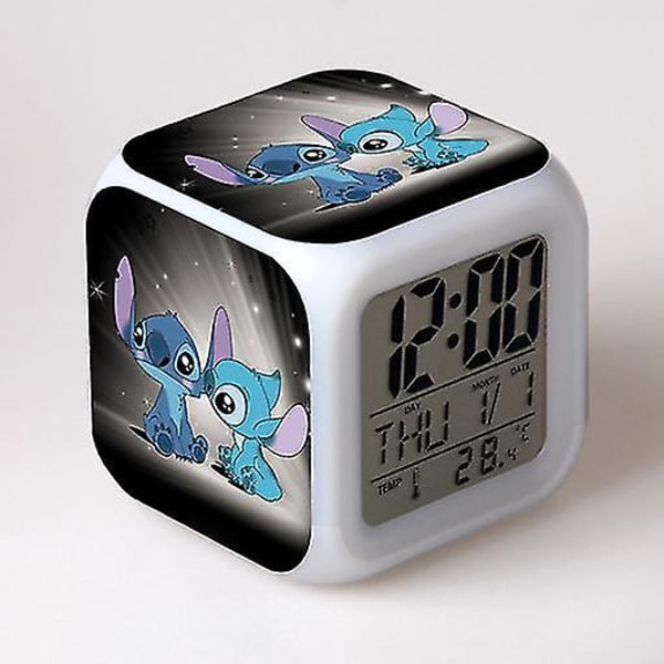 Stitch Väckarklocka Stitch Barnpresent Färgglad färgskiftande fyrkantig väckarklocka Julklapp Model 10