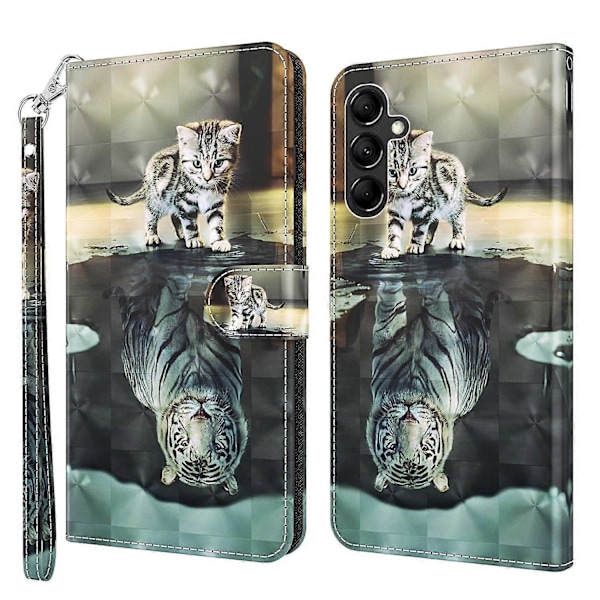 Samsung Galaxy A34 5G PU-nahkainen puhelinkotelo 3D-kuviopainatuksella, jalustalla ja lompakkokannella Multicolor Style A