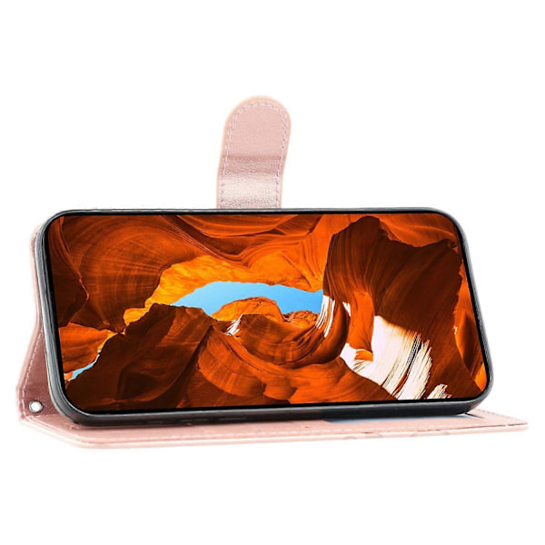 Til Xiaomi 14T Etui Tegnebog Stativ Præget Rose Sommerfugl PU Læder Telefon Cover Multicolor Rose Gold