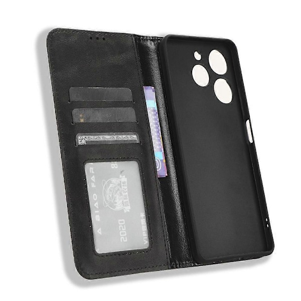 For TECNO Spark 10 Pro K17 Retro PU Lærdeksel Stativ Lommebok Flip Folio Telefonveske Multicolor Style A