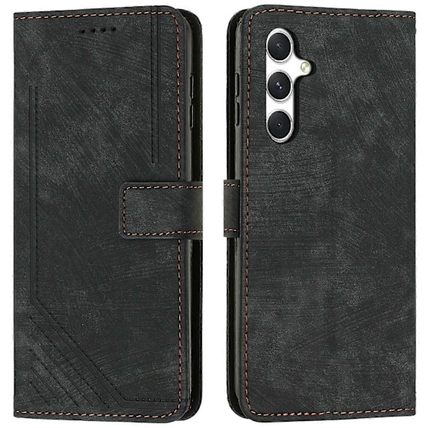 Til Samsung Galaxy A36 5G Etui Prægede Linjer Læder Telefon Cover Foldbart Stativ Multicolor Style E
