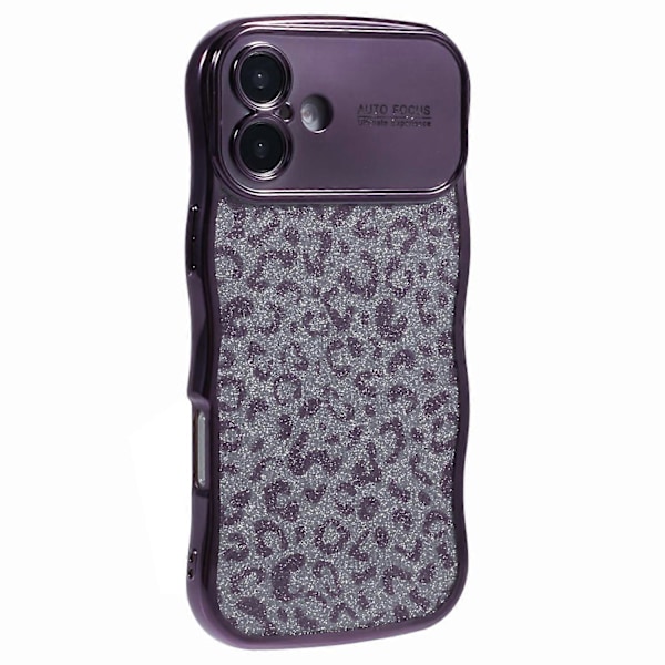 iPhone 16 Plus -kotelo, kihara kehys, TPU-puhelinkuori, leopardikuvioinen glitter Multicolor Style F