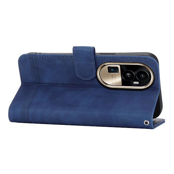 Cover för Oppo Reno10 Pro+ 5g, linjer tryckt Pu-läder plånboksfodral Flip Stand Case Blue