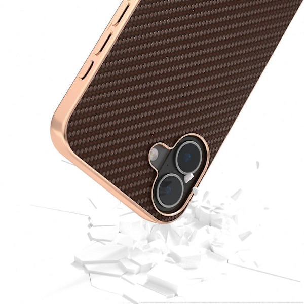 Elektropläterat telefonskal med kolfibertextur PU+TPU skyddsfodral för iPhone 16 Plus Multicolor Style G