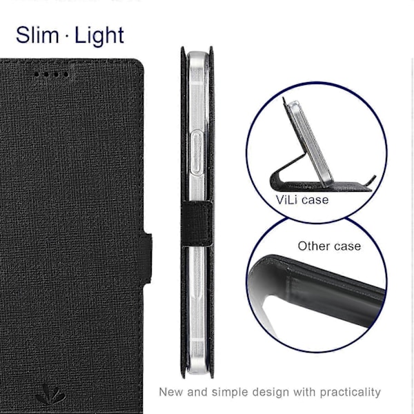 VILI K Series för iPhone 15 Pro Fodral PU Läder Plånbok Ställ Telefonskydd Multicolor Style A