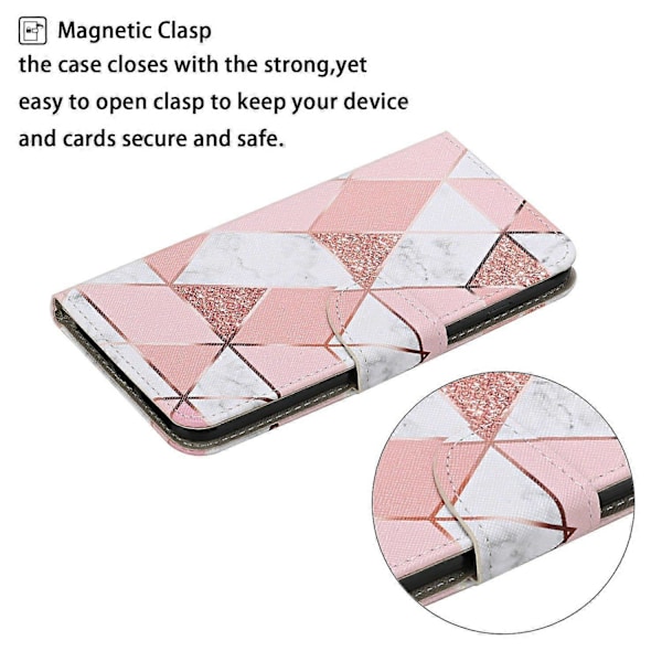 Samsung Galaxy A26 5G/A16 4G -kotelo, kuvioitu, suojaava nahkainen folio-puhelinkotelo Multicolor Marble