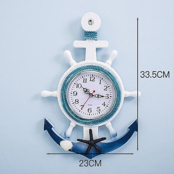 Medelhavsstil Ankare Väggklocka Creative Clock kompatibel Heminredning kompatibel Vardagsrum Sovrum Study-f E