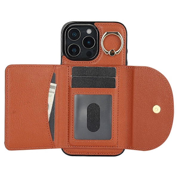 iPhone 16 Pro -kotelo RFID-suojauksella, lompakolla, jalustalla, nahka+TPU-puhelinkuori Multicolor Style A