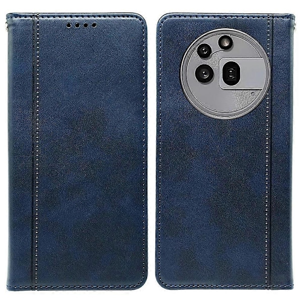 For Nothing Phone (3a) Pro Deksel Skjult Magnetisk Lukking Kalveskinntekstur Lær Telefondeksel Multicolor Blue