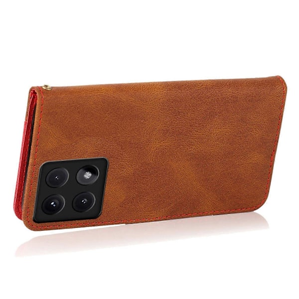 Til Xiaomi 14T Cover Farvesplejsning Tegnebog Stativ Læder Telefonetui med Håndledsrem Multicolor Style E