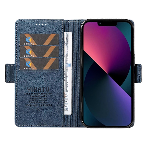 YIKATU YK-005 Skinnkänsla PU Läder Plånboksfodral med Stötsäkert Ställ för iPhone 15 Multicolor Style A