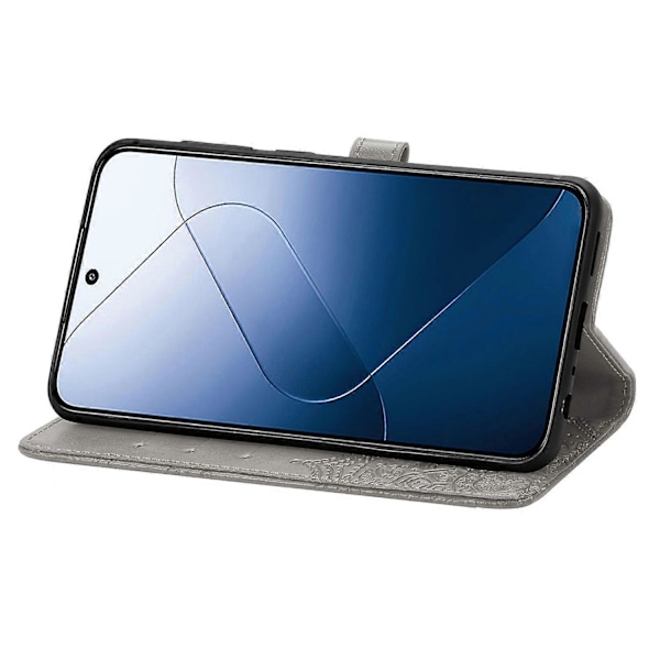 Til Xiaomi 14T Etui Mandala Præget Design Læder Wallet Telefon Cover - Grøn Multicolor Grey