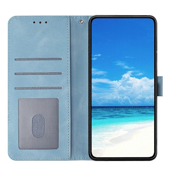 Til Samsung Galaxy A56 5G Wallet Case Rose Mønster Præget Læder Flip Stand Telefon Cover Multicolor Sky Blue