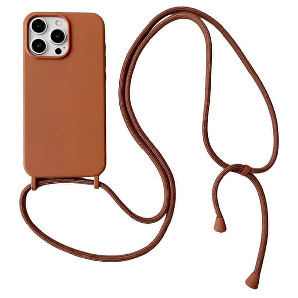 Kryssbody-snordeske i flytende silikon til iPhone 13 Pro - Grå Multicolor Brown