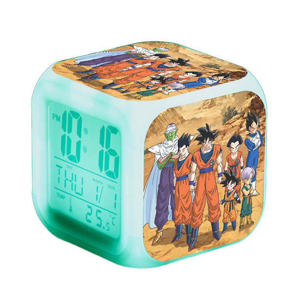 Dragon Ball LED Digital Vækkeur 7 Farverigt Lys Soveværelsesdekoration Med Tid, Temperatur, Alarm, Dato Til Børnegaver D