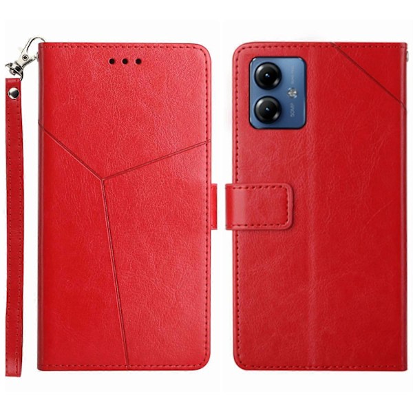 Wallet Case til Motorola Moto G54 5G, PU Læder Y-formet Linje Præget Stand Telefon Cover Multicolor Style E
