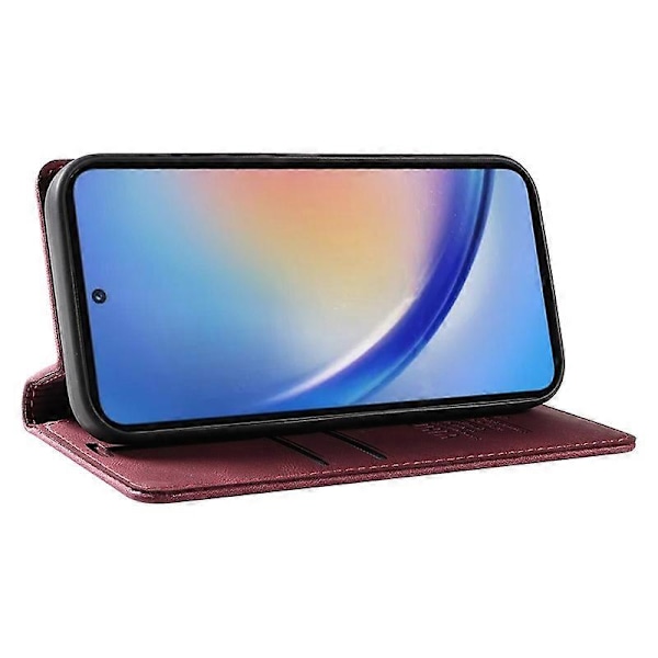 YIKATU YK-004 Starkt Magnetiskt Fodral i PU-Läder Plånboksfodral för Samsung Galaxy A35 5G Multicolor Wine Red