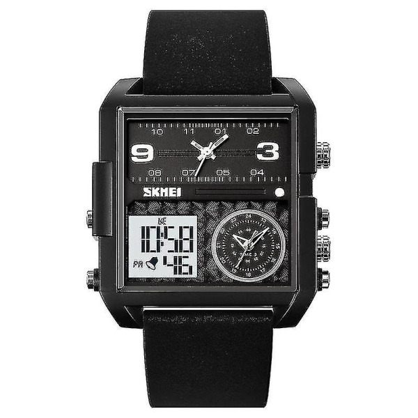 Skmei 2021 Square Large Dial Watch för män Black Black Machine