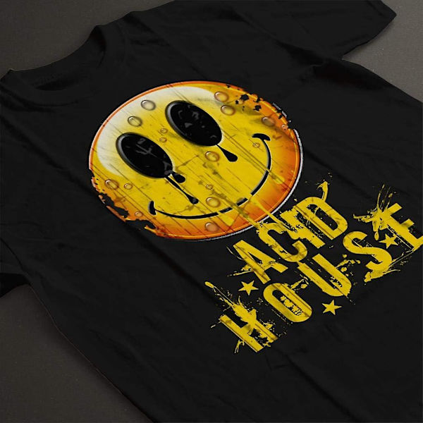 Vintage Acid House Herre T-shirt Black L