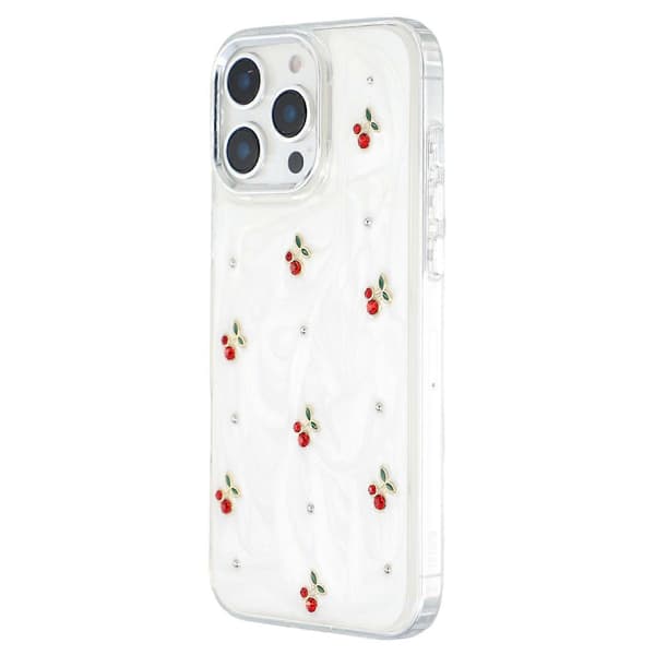 Til iPhone 16 Pro Max Cover 3D Epoxy Kirsebær Design Blød TPU Bagside