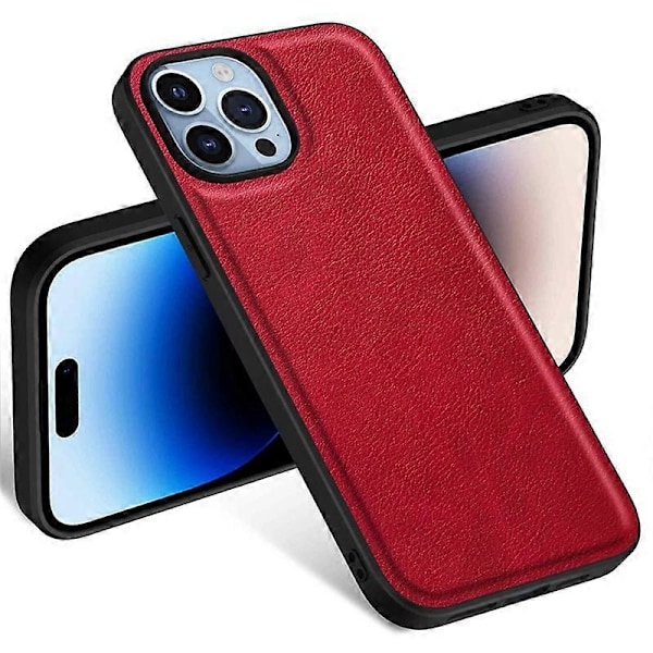 Mobilskal för iPhone 15 Pro Max Fodral PU Läderbelagd TPU+PC Smartphone Skal Multicolor Style B