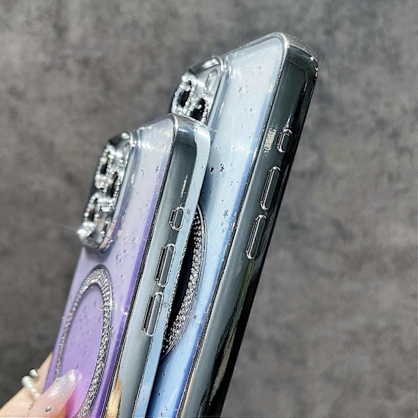 Magnetiskt skal för iPhone 13 Pro, skyddande TPU+PC glitterfodral Multicolor Style D