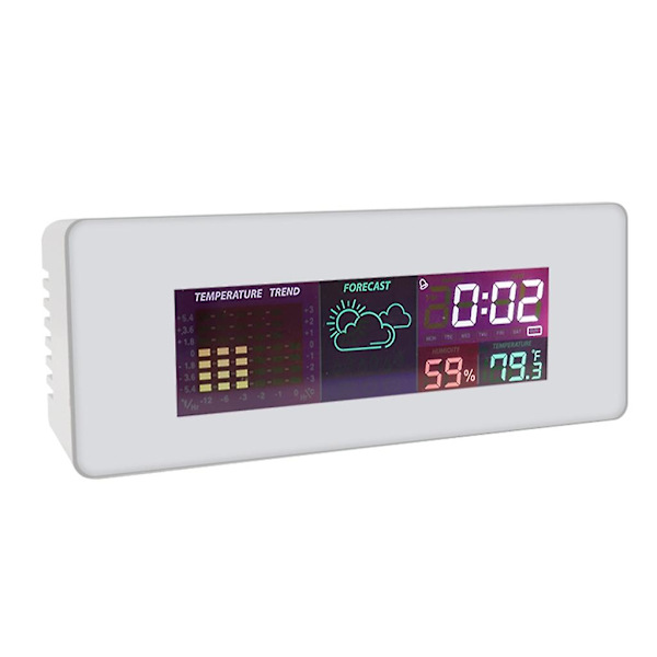 Vejrstation Ur LCD-display DC & Batterier Strømforsyning Vækkeur