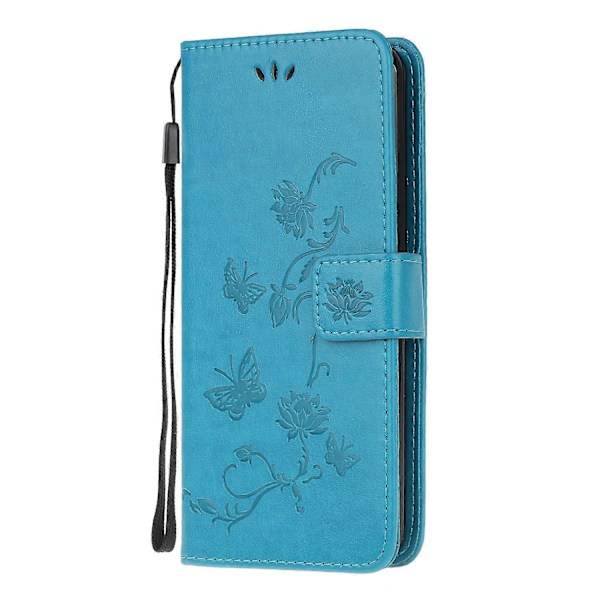 Präglad Fjäril Blomma Läderplånbok Ställ Telefonskal för Samsung Galaxy Xcover 5 Multicolor Style F