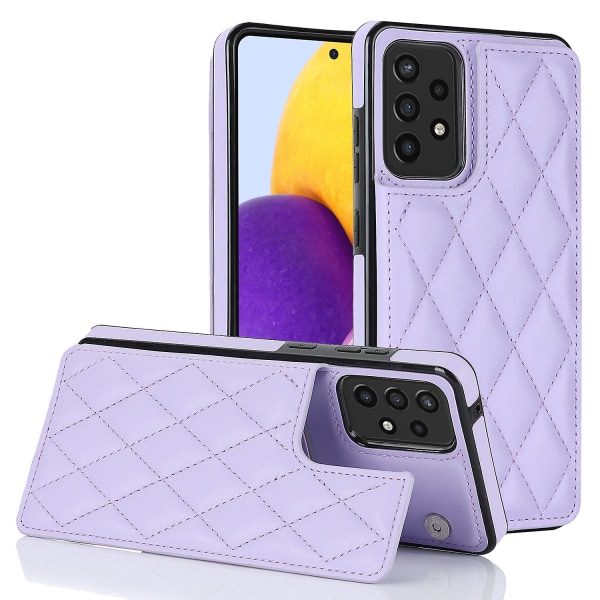 För Samsung Galaxy A52 4g / 5g / A52s 5g Rfid-blockerande phone case Korthållare Läder+tpu Kickstand cover Purple