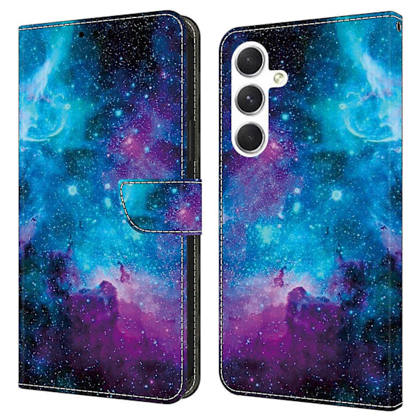 Skal för Samsung Galaxy A16 5G/A16 4G Mönstertryckt Skyddande Läder Flip Fodral - Panda Multicolor Starry Sky